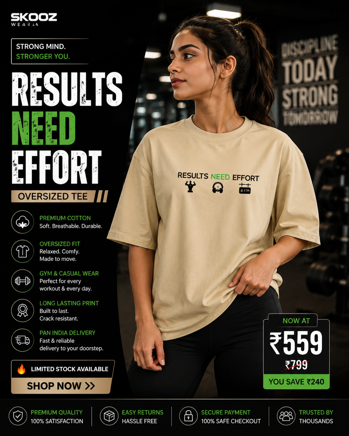 Unisex- Result Needs Effort — Unisex Gym T-Shirt Oversized